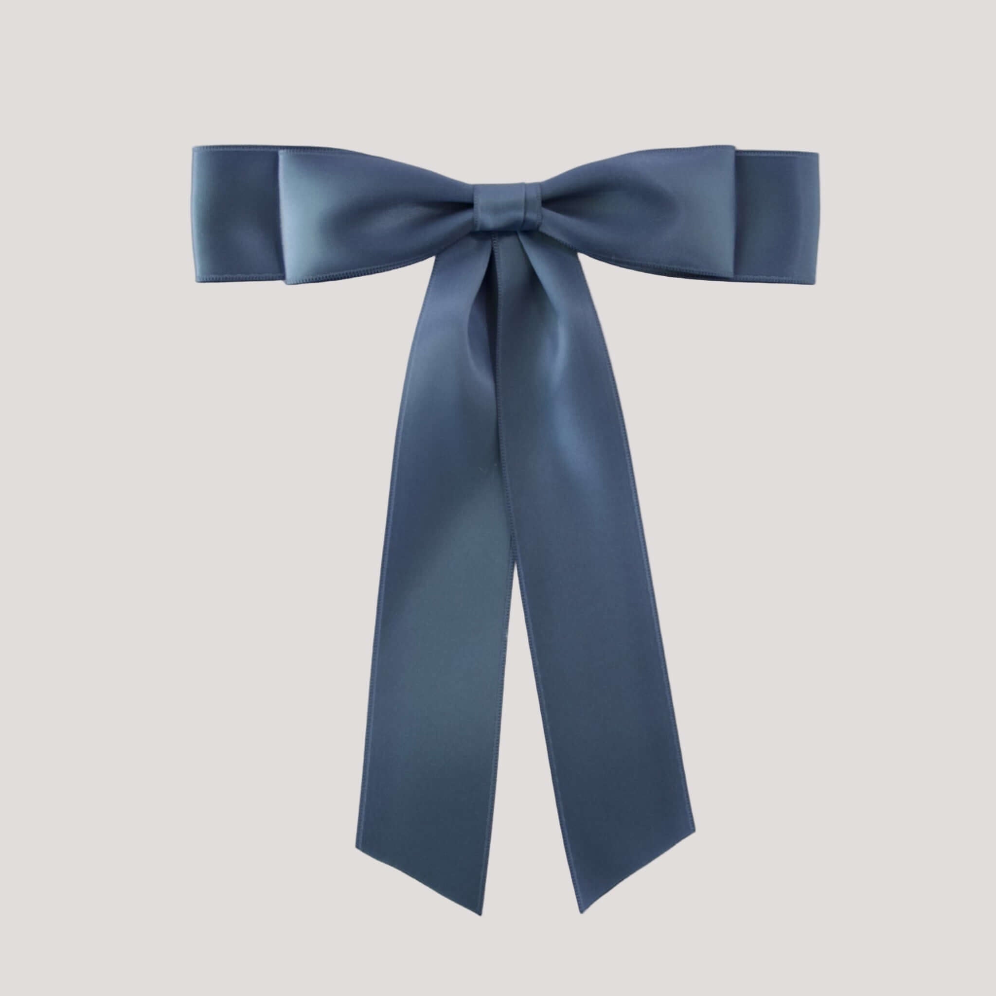 Grace satin hair bow in slate blue