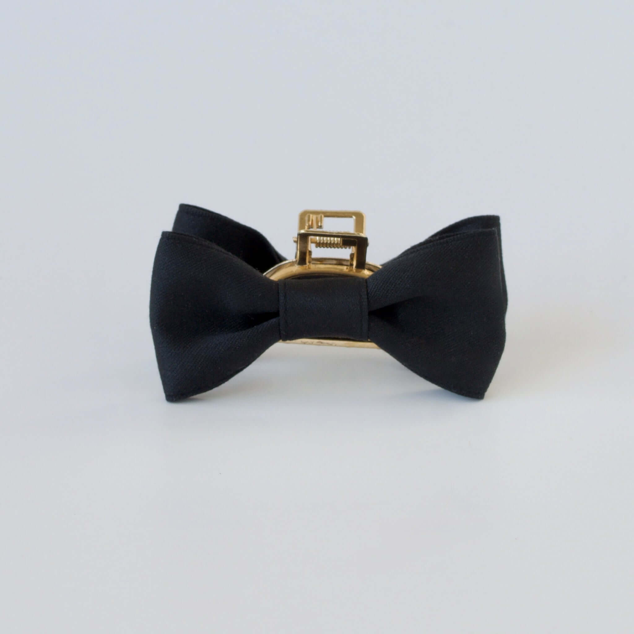 Black satin bow claw clip. Hair bows for women.