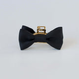 Black satin bow claw clip. Hair bows for women.