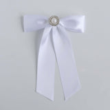 Zoe Petite White Satin Bow with Pearl