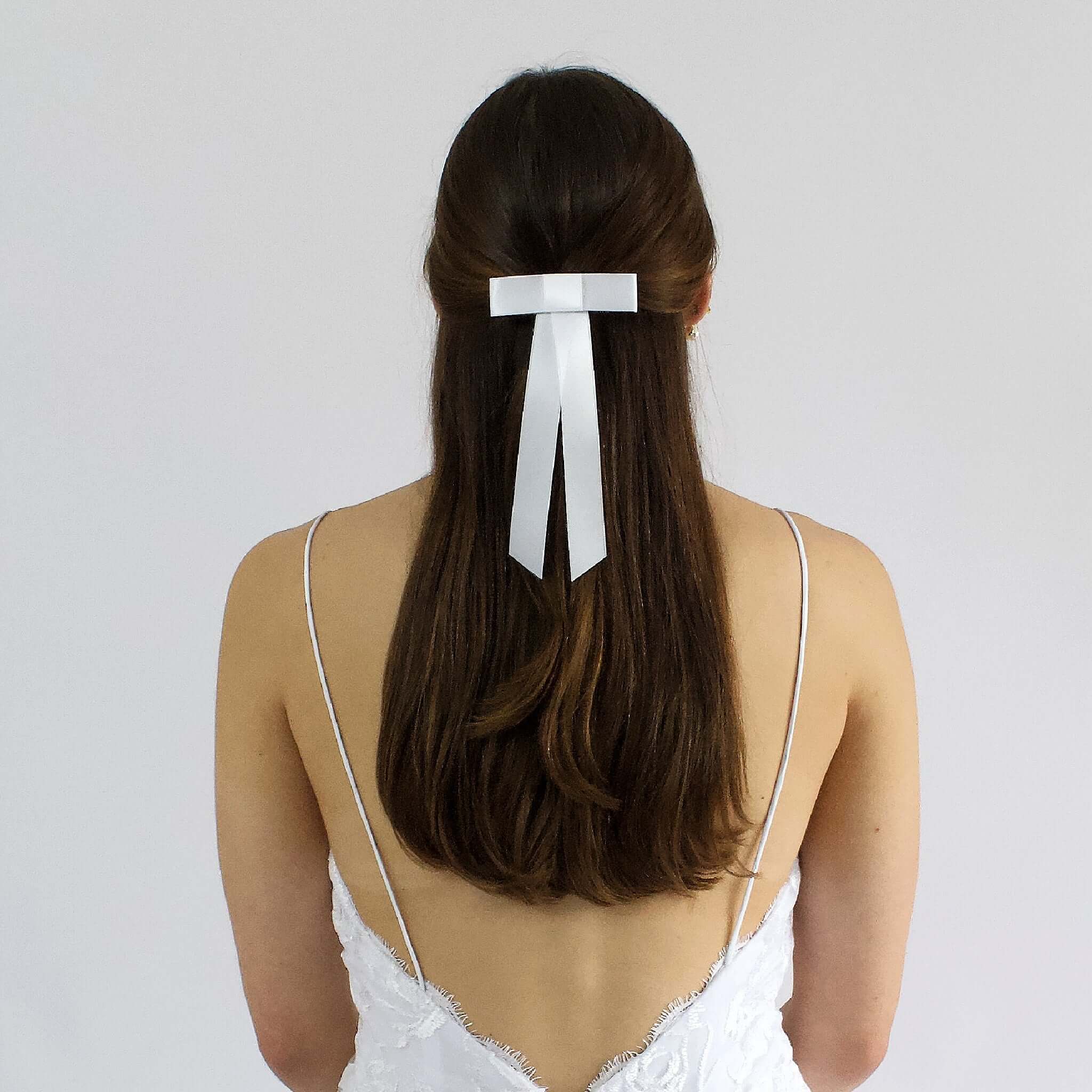 White Zoe Mini Satin Bow
