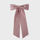 Zoe Matte Satin Bow, oversized long tail handmade hair bow in sustainable recycled matte satin ribbon, perfect for weddings and everyday wear.