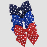 5 inch Sailor hair bow with white stars in navy, red and royal