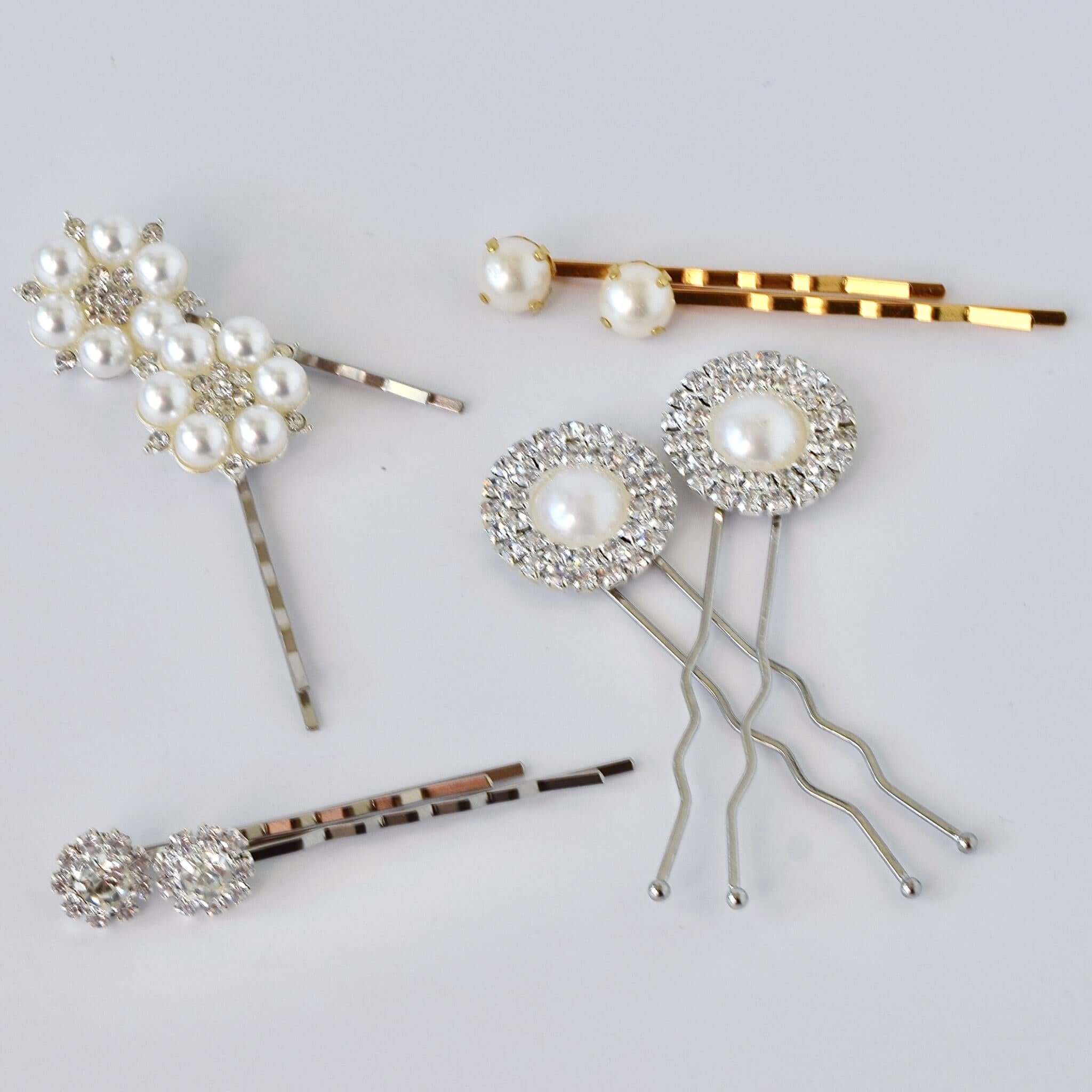 Pearl and Rhinestone Bobby Pin Set