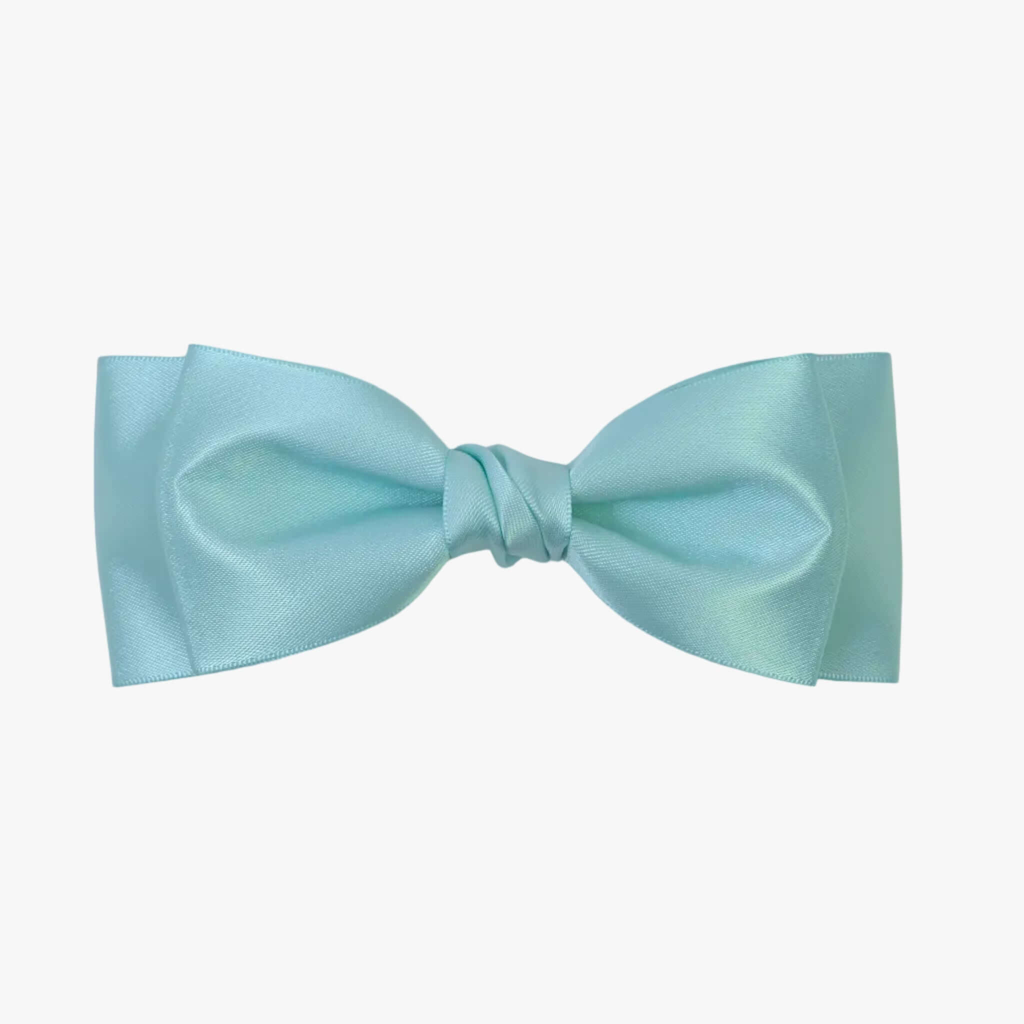 Ava satin bow in aqua on a white background