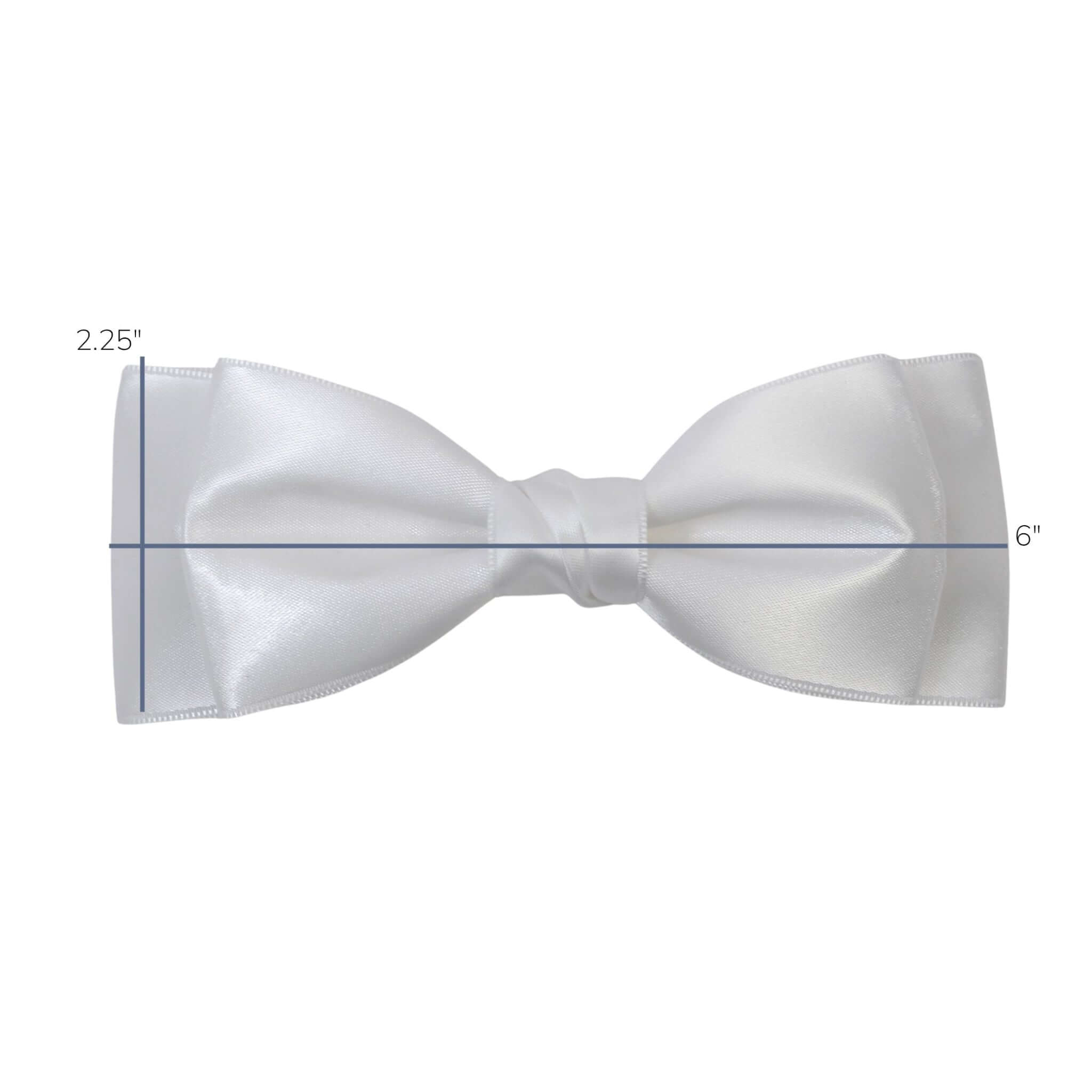 Ava satin bow measurements on a white background