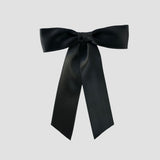 Black Satin Zoe Petite Bow on a white background