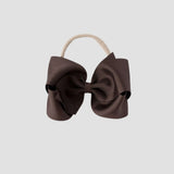 5 inch Grosgrain Penelope hair bow Headband in brown on a white background