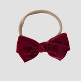 Dark red velvet Kayla bow headband
