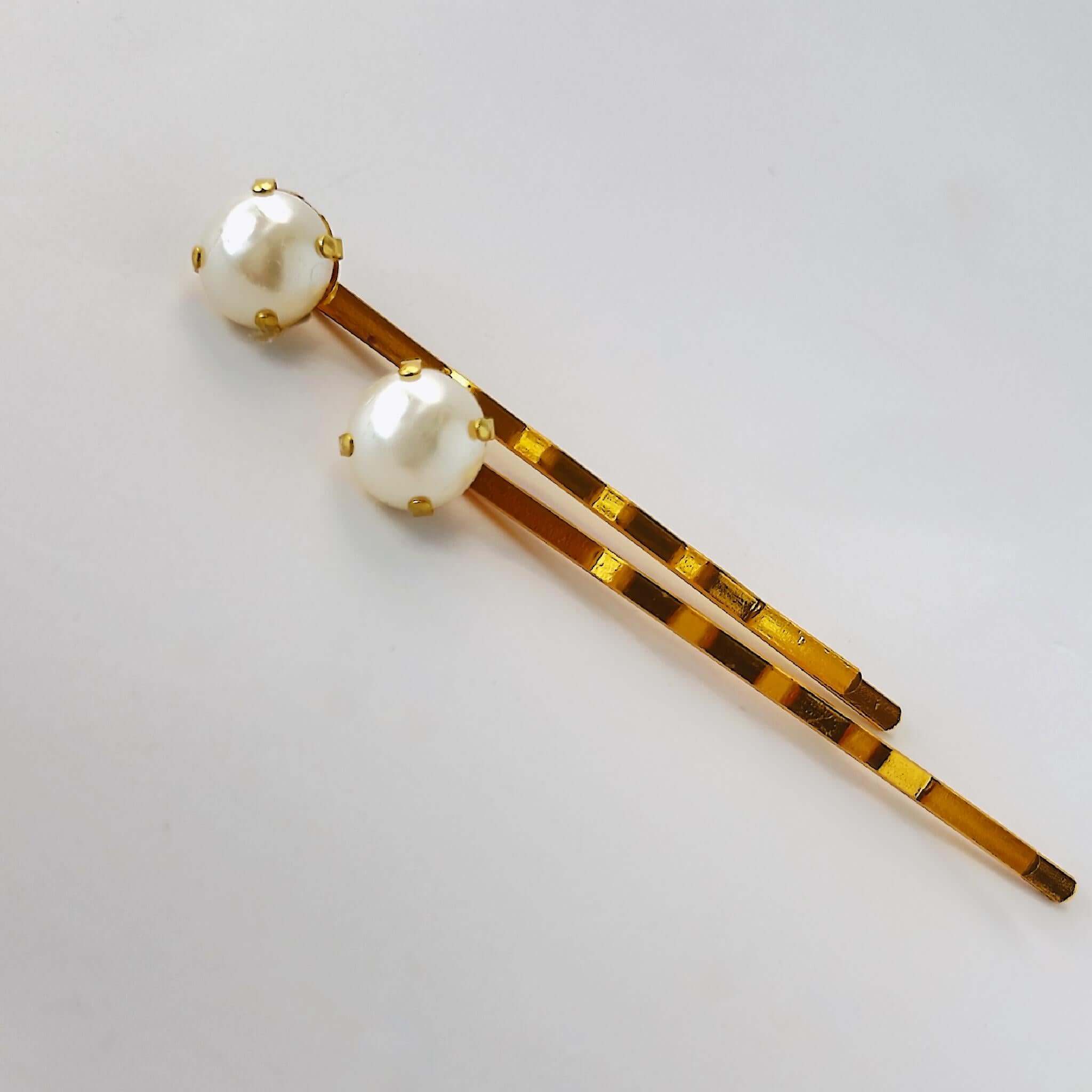 Gold Pearl Bobby Pins
