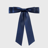 Grace satin hair bow in navy blue