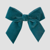 Jade green velvet Flora hair bow
