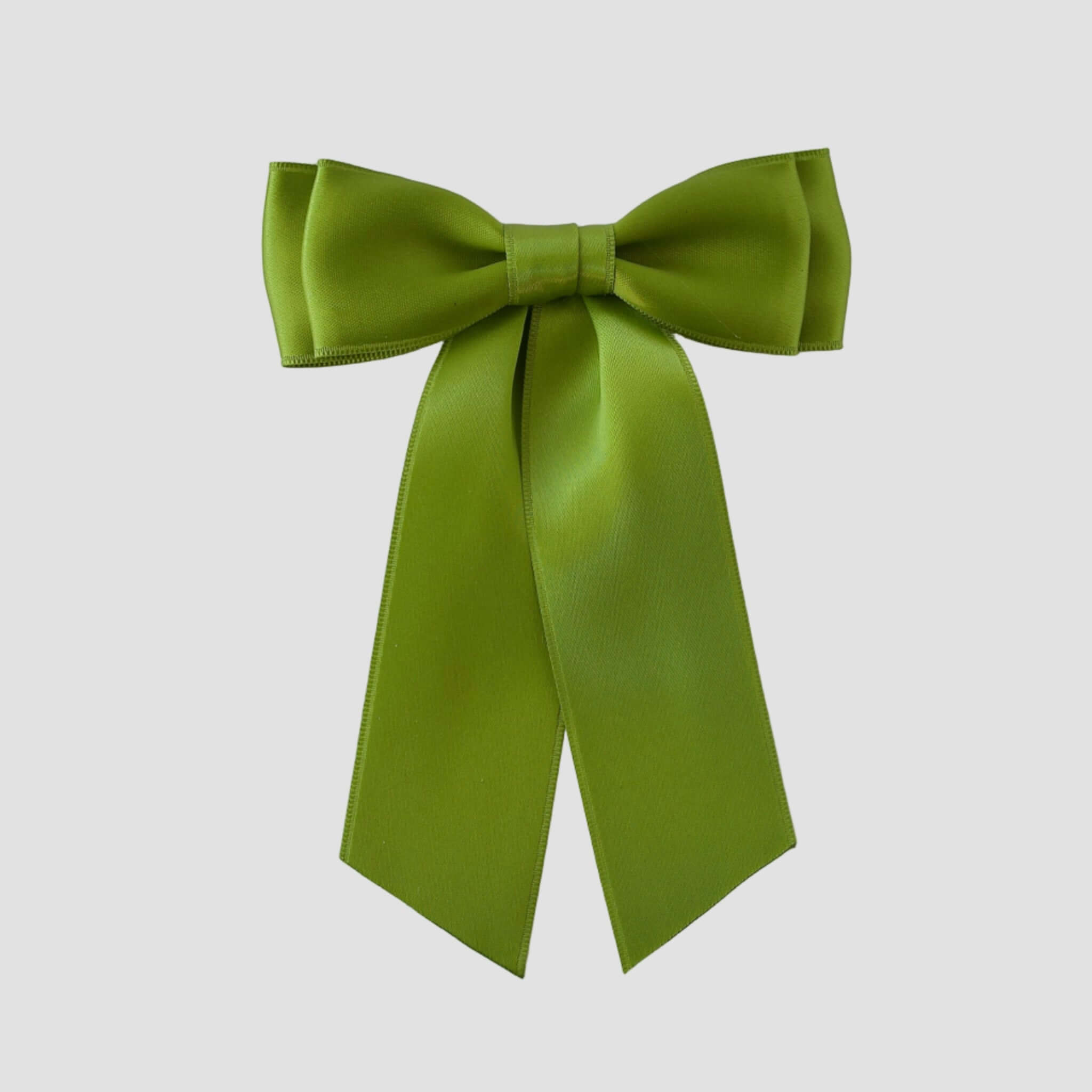 Mia Satin Hair Bow in Leaf Green on a white background