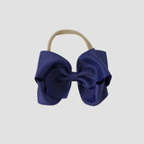 5 inch Grosgrain Penelope hair bow Headband in light navy on a white background