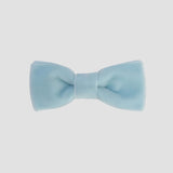 0-24 mos light blue velvet bow tie on a white background
