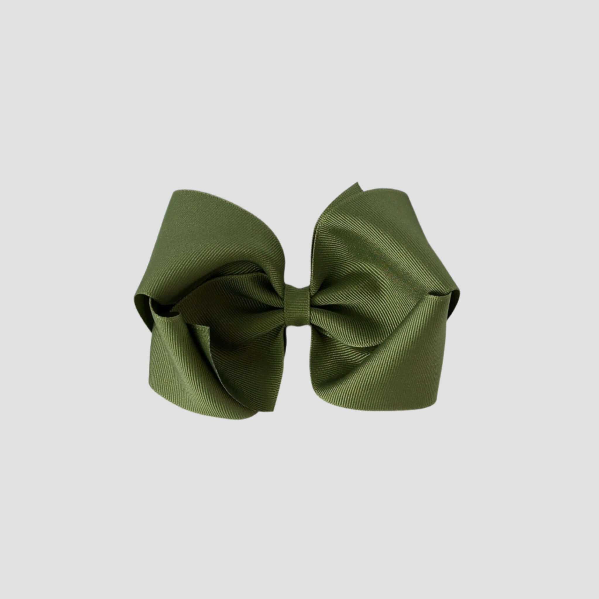 Moss green hair bow on a white background
