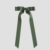 Moss green Bailee ribbon bow on a white background