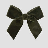 Olive green velvet Flora hair bow