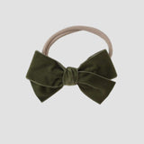 Olive green velvet kayla bow headband