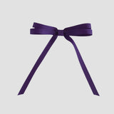 Purple ribbon bow on a white background
