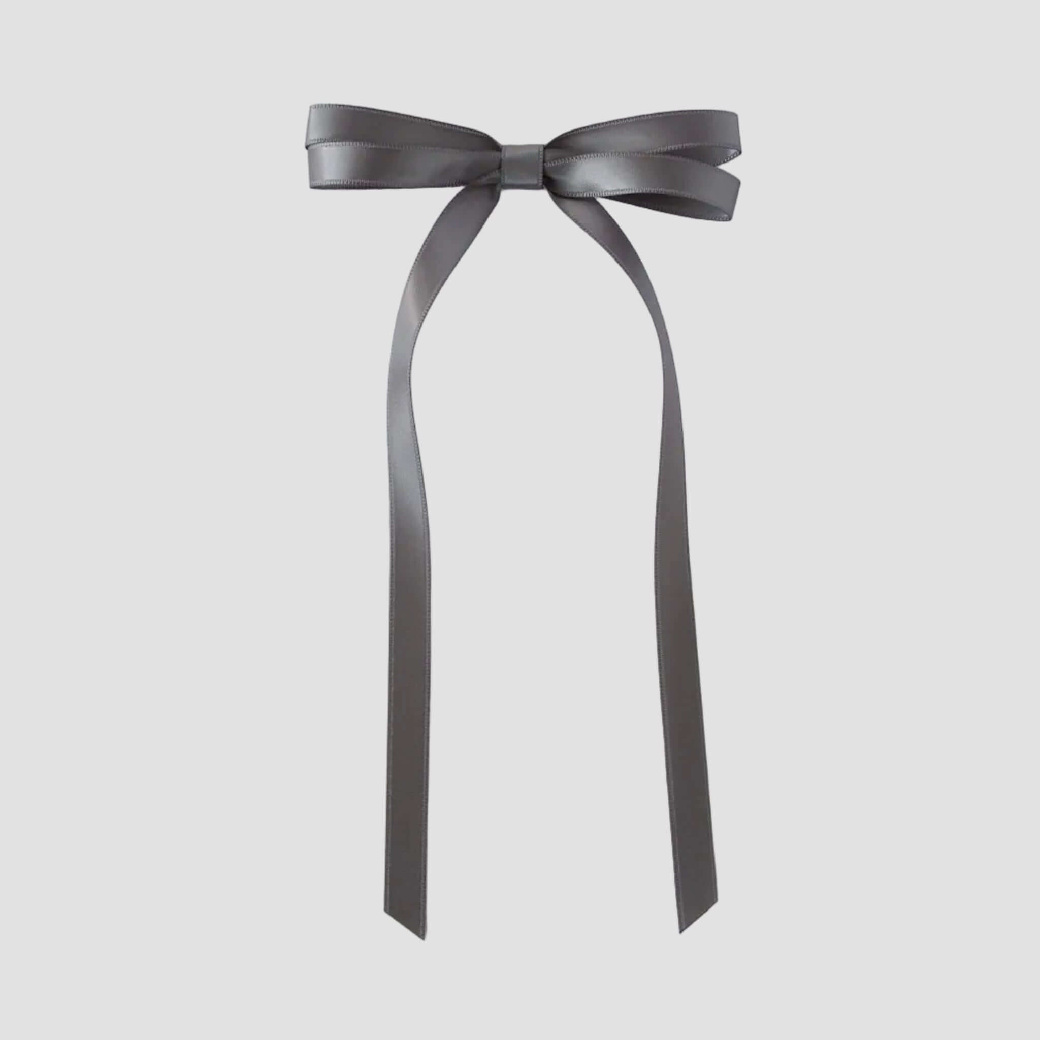 Olivia satin bow in pewter gray