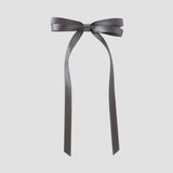 Olivia satin bow in pewter gray