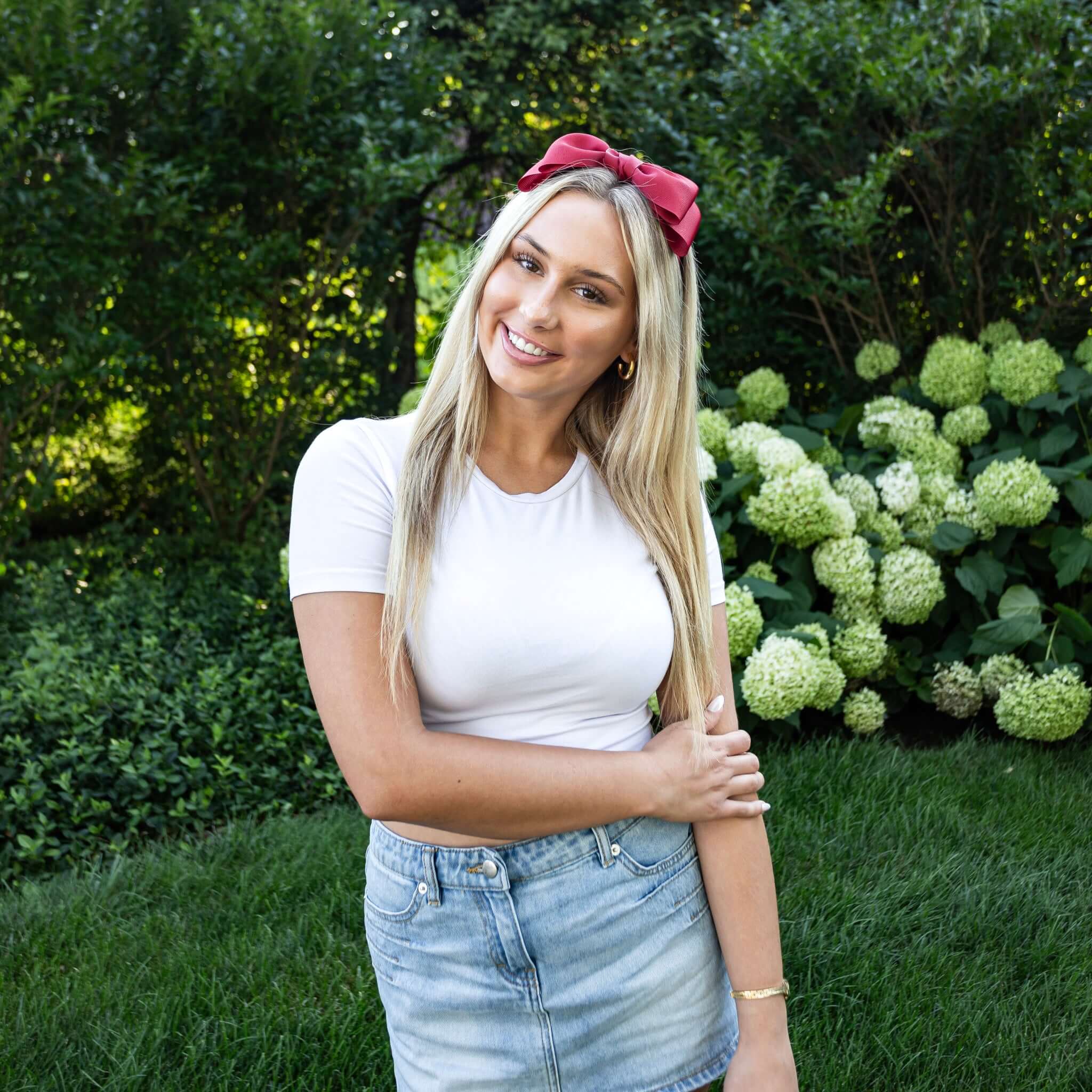 Ivory Ava Grosgrain Top Bow Headband