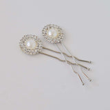 Pearl and Rhinestone Silver Hair Pin Set