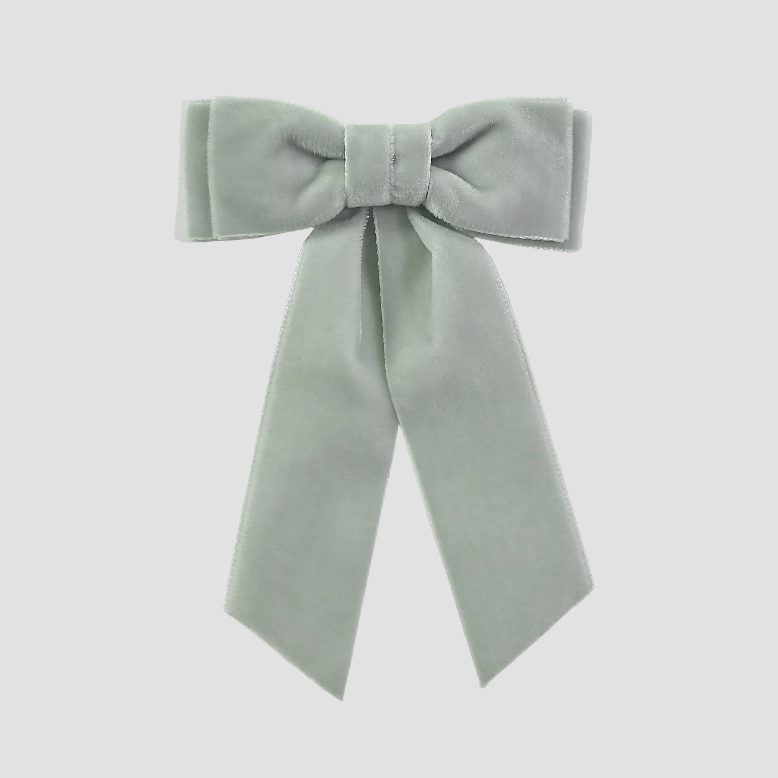Silver gray velvet Mia bow on a white background