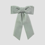 Silver gray velvet Mia bow on a white background