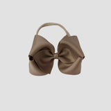 5 inch Grosgrain Penelope hair bow Headband in taupe brown on a white background