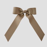 Taupe grosgrain Zoe Petite bow on a white background