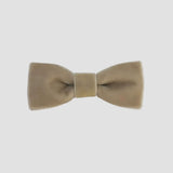 0-24 mos Taupe Beige velvet bow tie on a white background