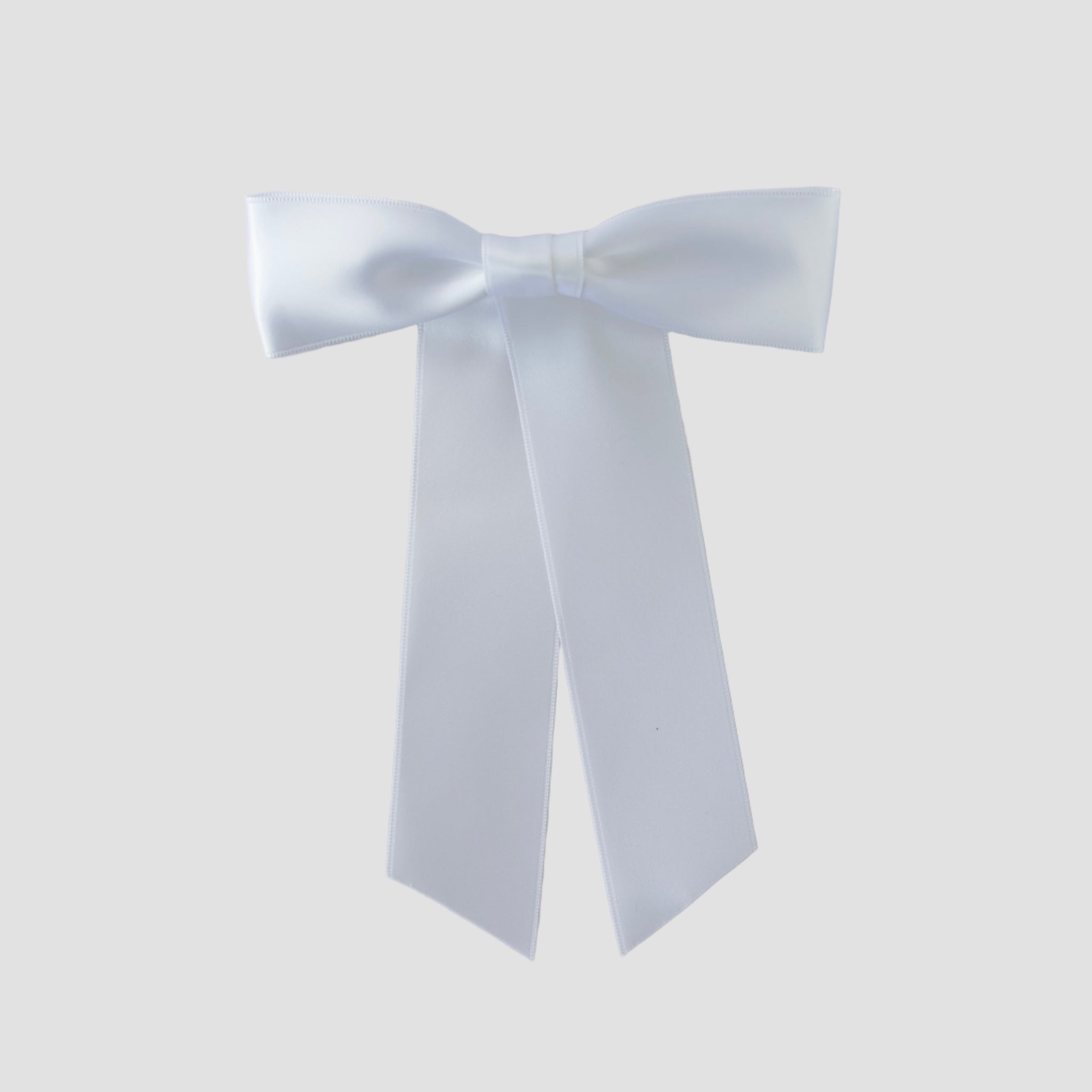  White Satin Zoe Petite Hair  Bow on a white background