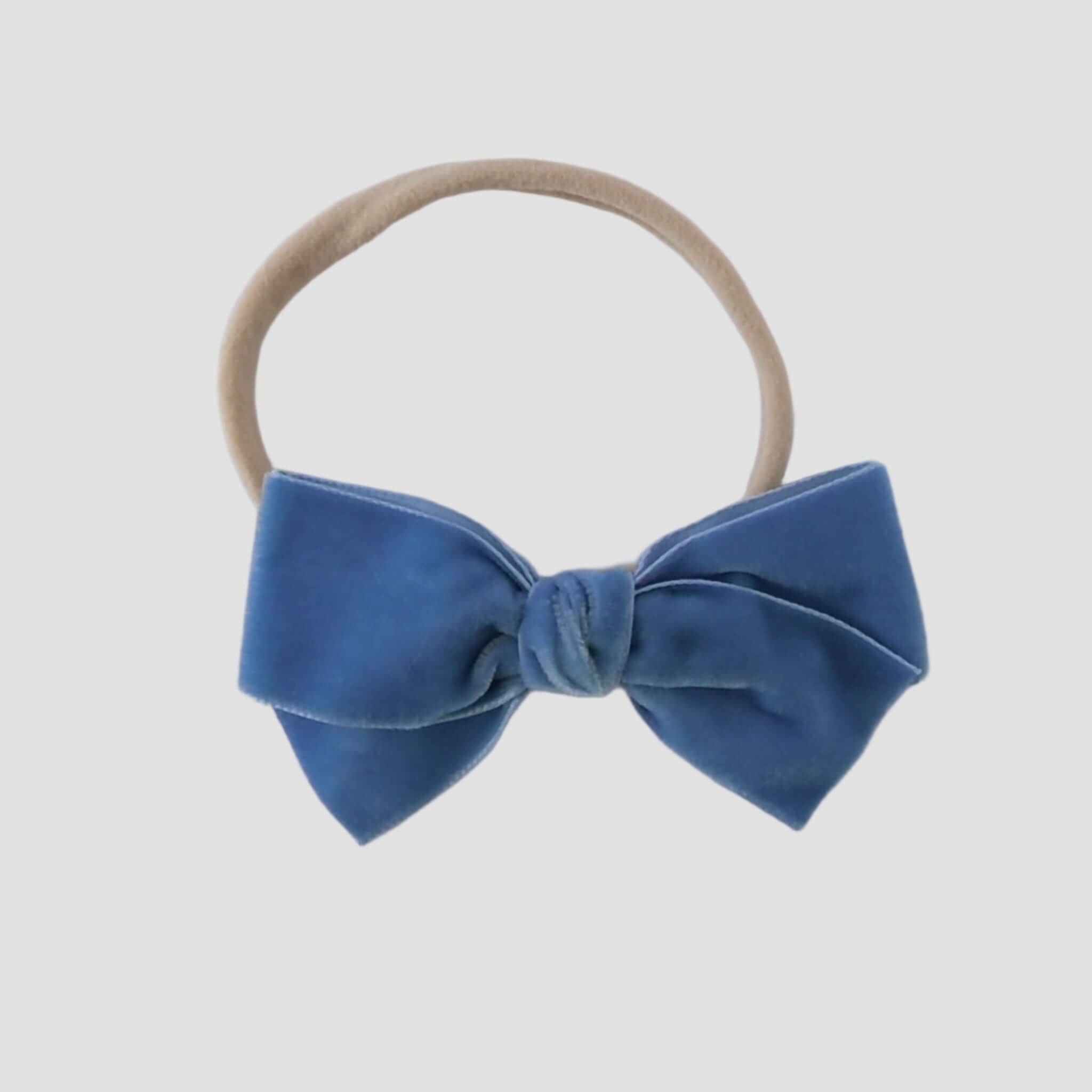Williamsburg blue velvet kayla bow headband