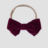 Wine red velvet kayla bow headband