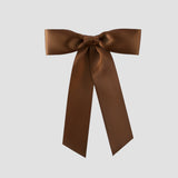 Copper brown Zoe petite satin hair bow on a white background