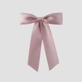 Antique Mauve Zoe petite satin hair bow  on a white background
