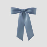French Blue Zoe petite satin hair bow on a white background