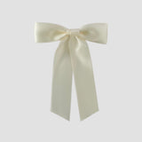 Ivory Zoe petite satin hair bow on a white background
