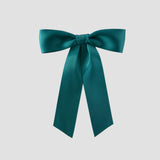 Jade Green Zoe petite satin hair bow on a white background
