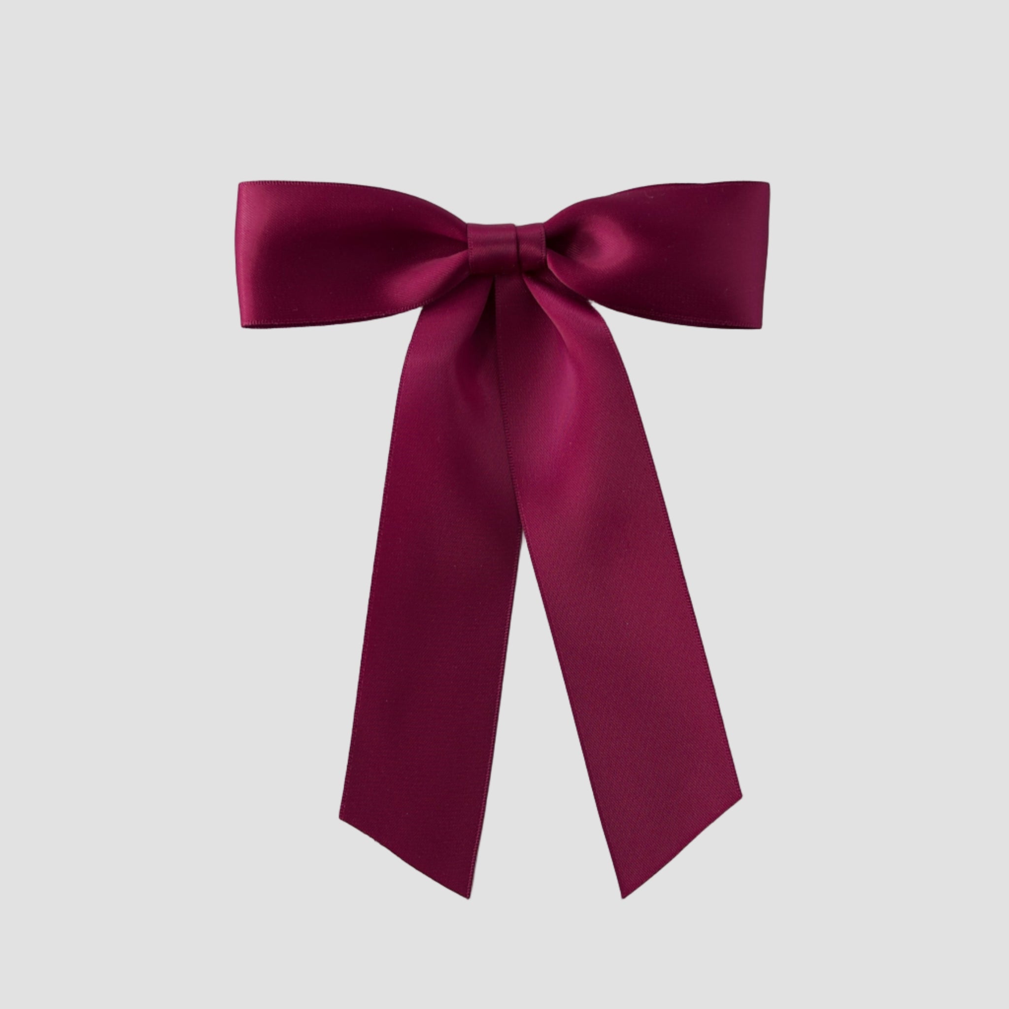 Wine Zoe petite satin hair bow on a white background