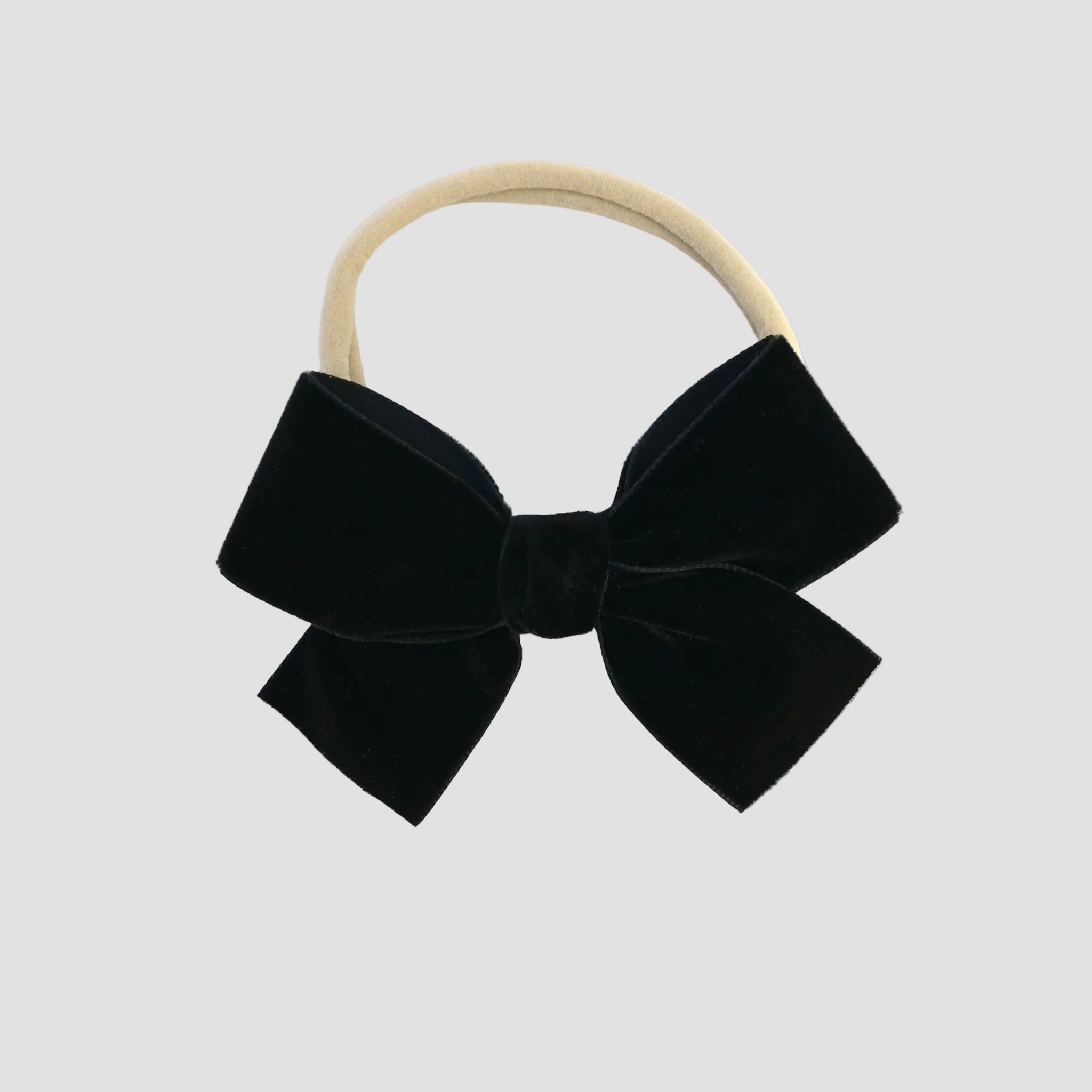black Kayla velvet hair bow headband for toddler girl.