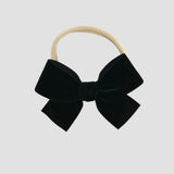black Kayla velvet hair bow headband for toddler girl.