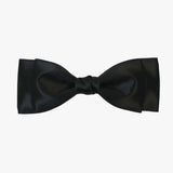 Ava satin bow in black on a white background