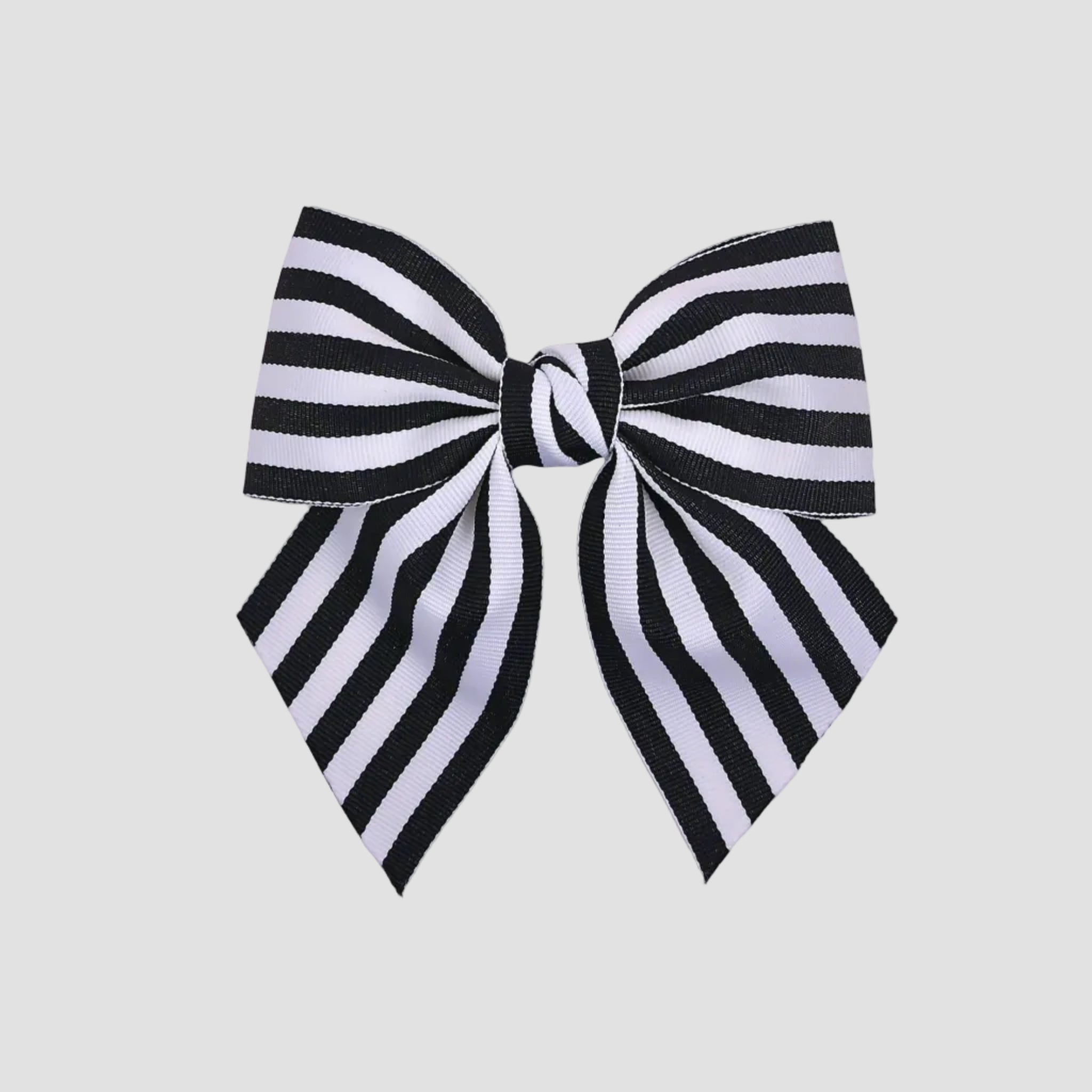 Black and white striped bow on a white background