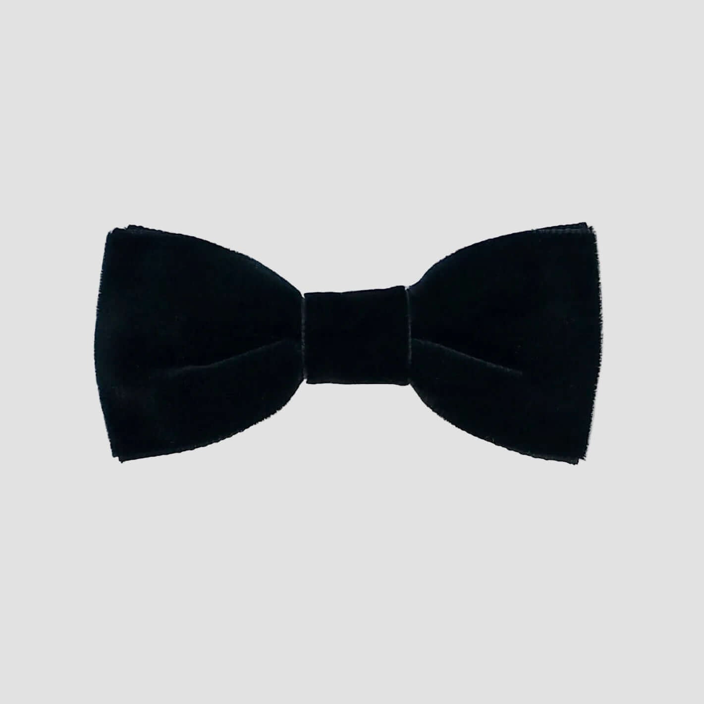 Black velvet bow tie on a white background