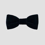 Black velvet bow tie on a white background
