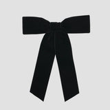 Black Zoe petite velvet hair bow on a white background.