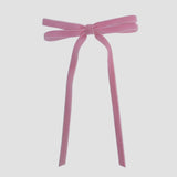 Blush Olivia velvet hair bow for women with long tails on white background